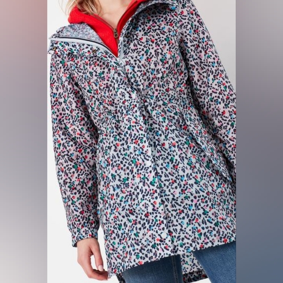 🌈JOULES Golightly Packable Waterproof Raincoat in Silver Leopard - Picture 7 of 16